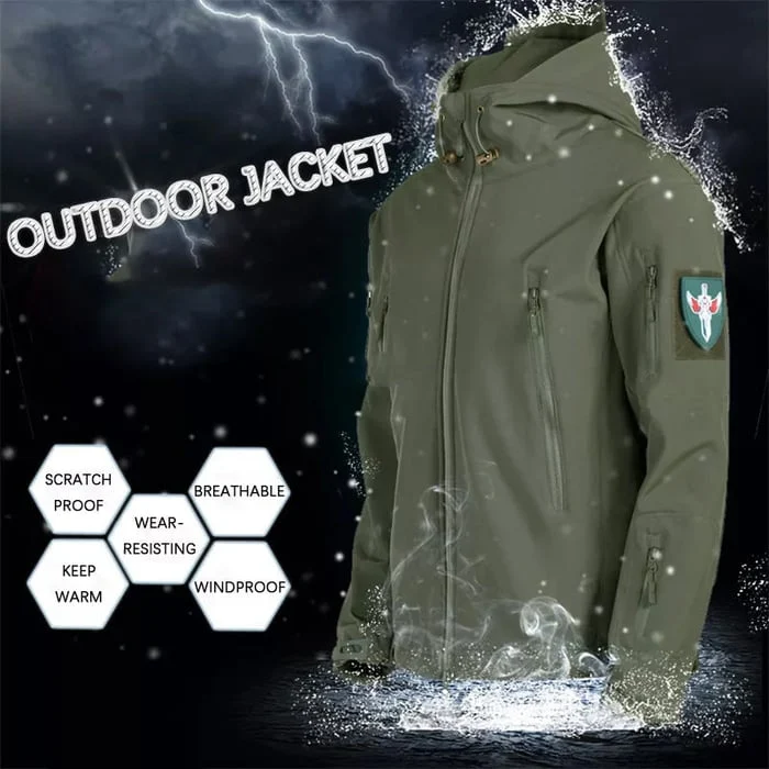Herren Softshelljacke | Winddichte, wasserabweisende Outdoorjacke mit Kapuze, Fleecefutter und verstellbaren Bündchen