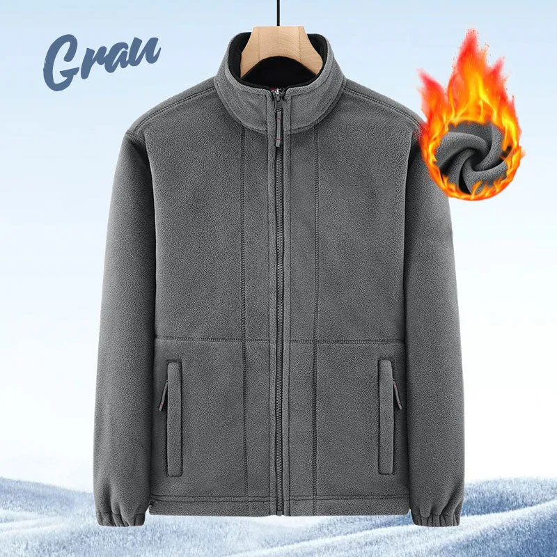 Herren Fleecejacke | Warme Jacke mit doppelseitigem Fleece, Stehkragen und durchgehendem Reißverschluss
