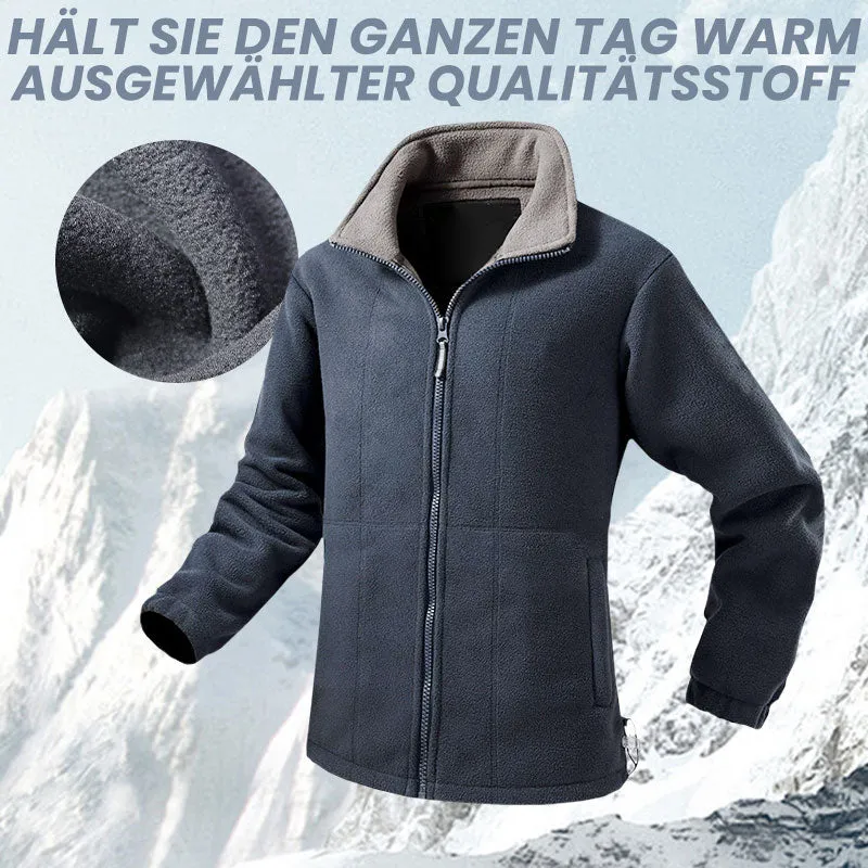 Herren Fleecejacke | Warme Jacke mit doppelseitigem Fleece, Stehkragen und durchgehendem Reißverschluss