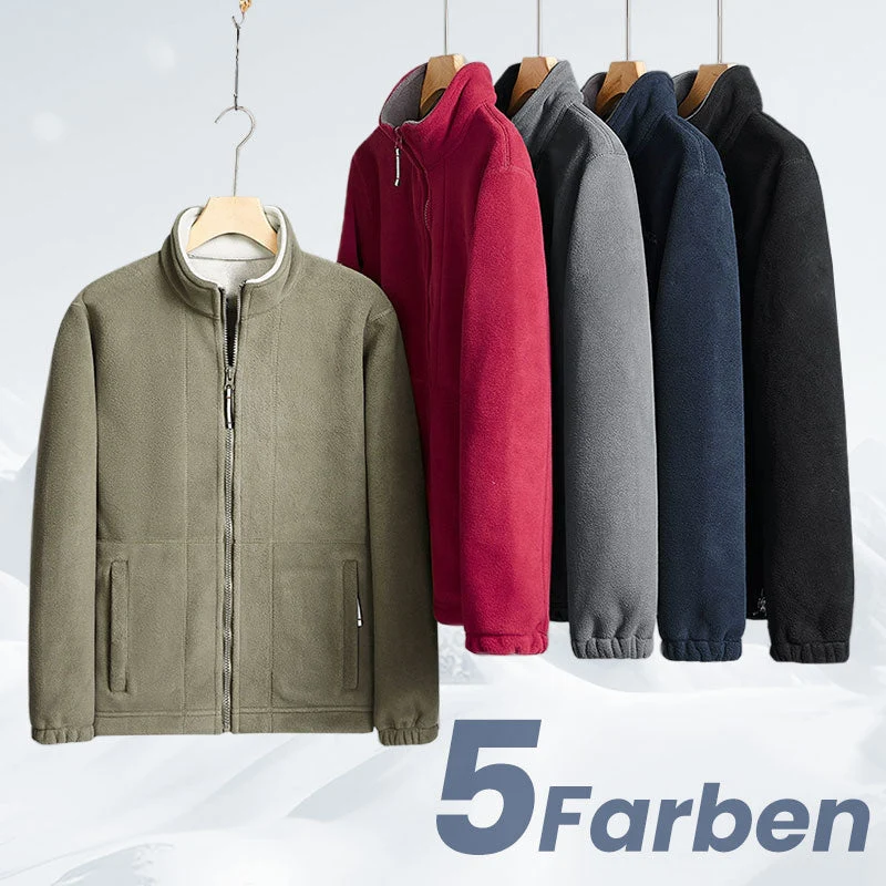 Herren Fleecejacke | Warme Jacke mit doppelseitigem Fleece, Stehkragen und durchgehendem Reißverschluss