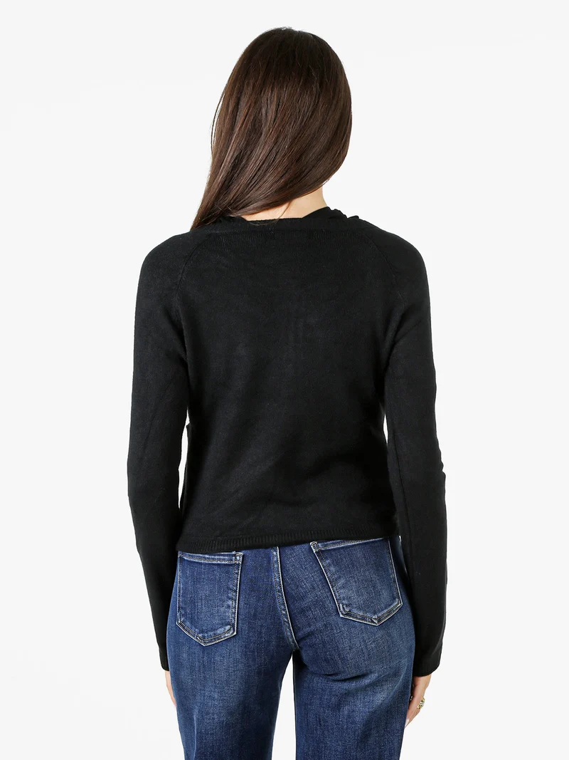 Cardigan donna in maglia con bottoni - nero