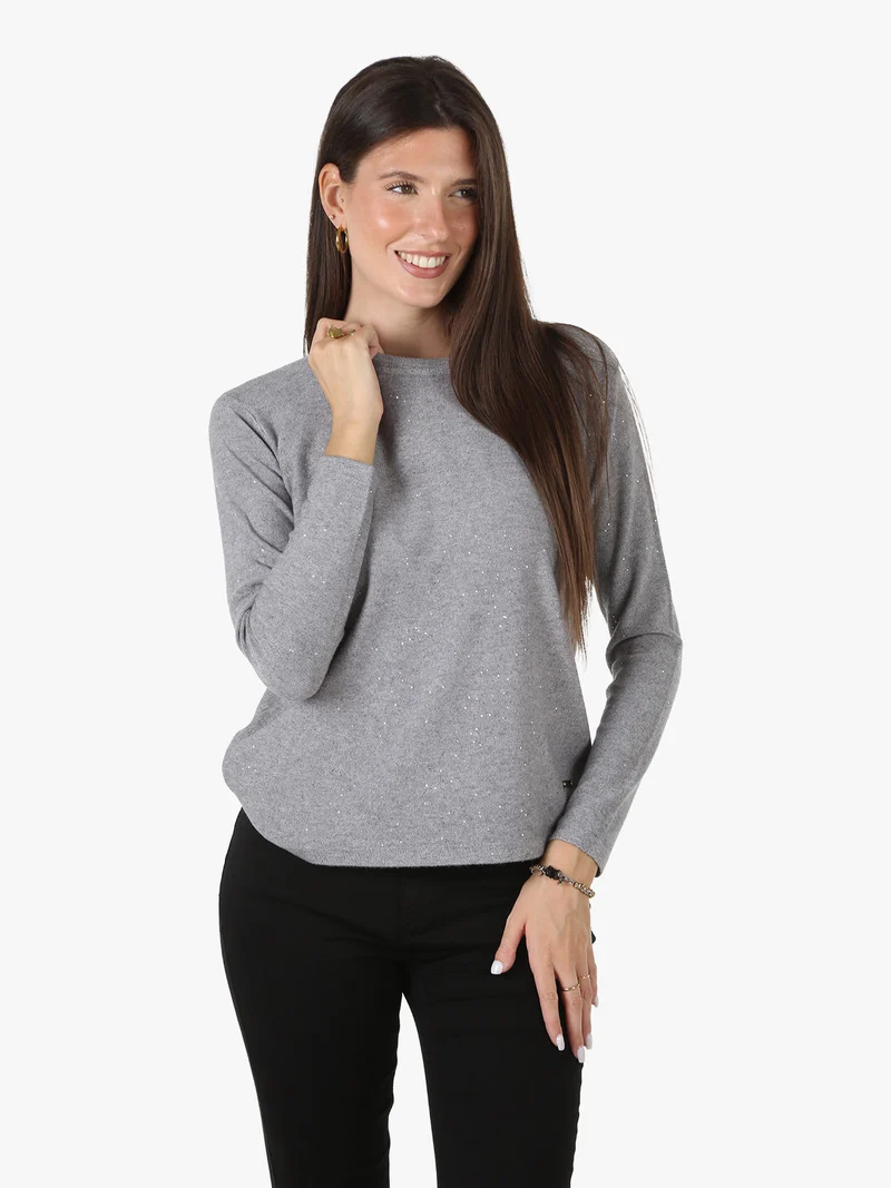 Maglia da donna con mini paillettes - grigio