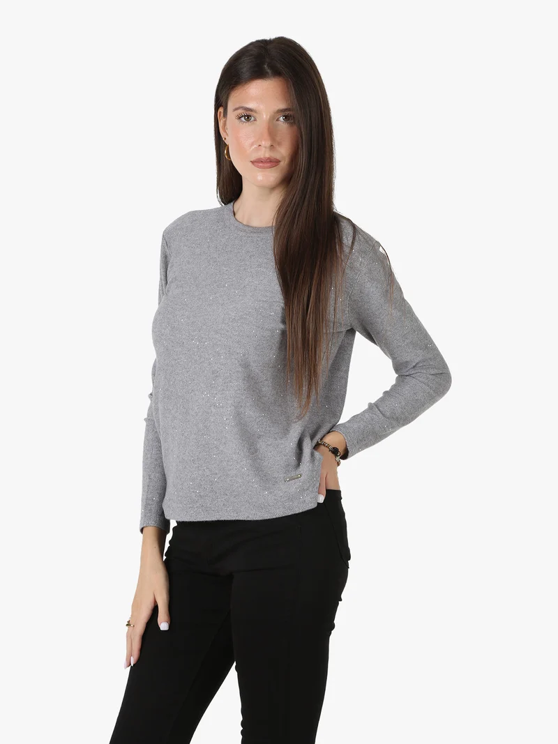 Maglia da donna con mini paillettes - grigio