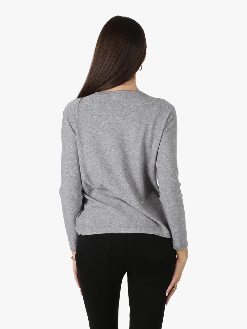 Maglia da donna con mini paillettes - grigio
