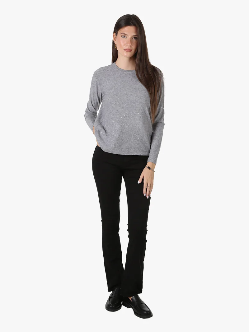 Maglia da donna con mini paillettes - grigio