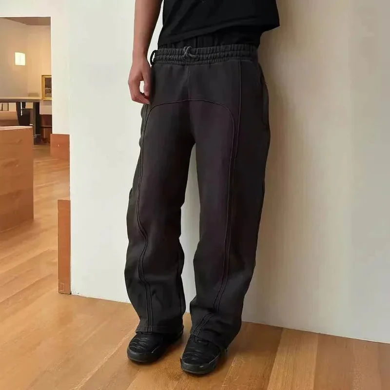 Herren Cropped Jogginghose mit Kordelzug | Lockere Stretch Freizeithose im Streetwear Stil | Elastischer Bund