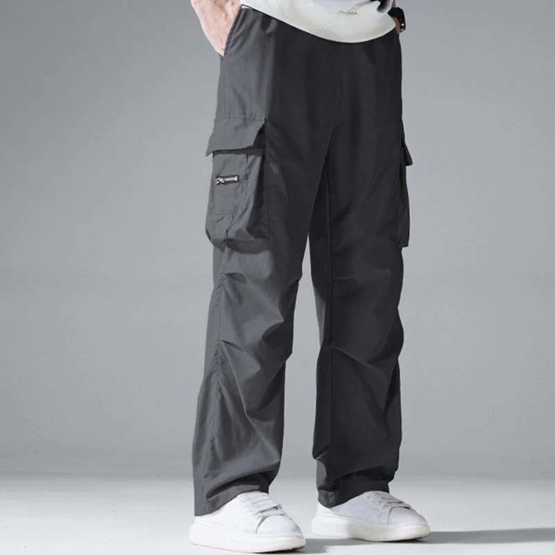 Herren Cargo Hose Stretch | Gerade Freizeithose mit Elastischem Bund & Cargotaschen | Bequeme Alltagshose