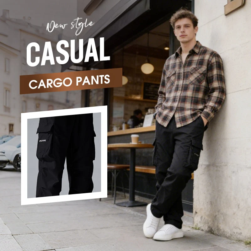 Herren Cargo Hose Stretch | Gerade Freizeithose mit Elastischem Bund & Cargotaschen | Bequeme Alltagshose