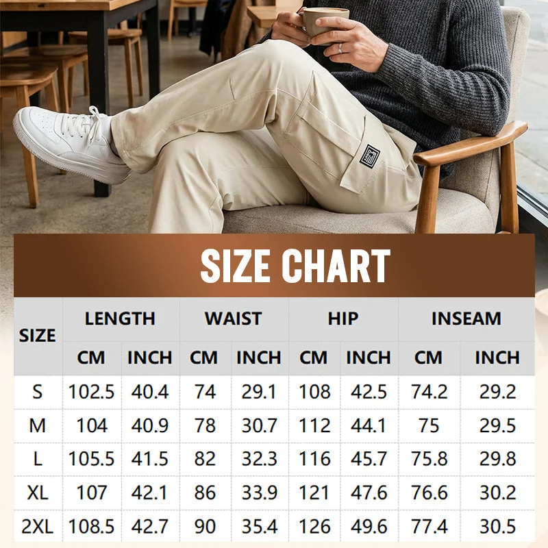 Herren Cargo Hose Stretch | Gerade Freizeithose mit Elastischem Bund & Cargotaschen | Bequeme Alltagshose