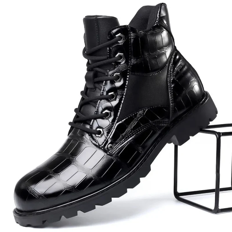 Herren Chelsea Boots in Kroko-Optik | Elegante Stiefeletten mit Gepolstertem Innenfutter | Robuste Freizeitschuhe für Alltag & Business