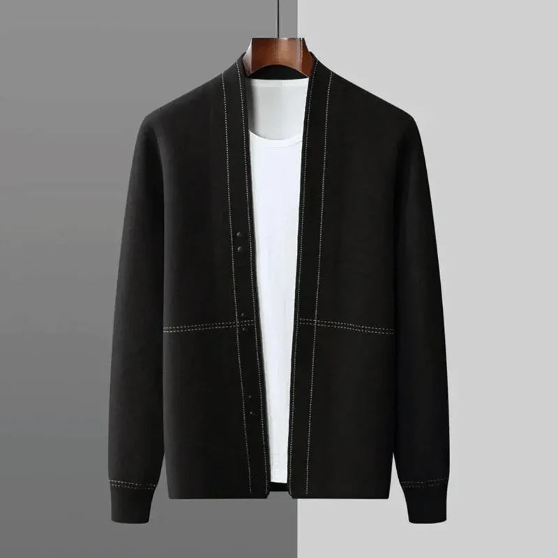 Herren Strickjacke aus Schurwolle | Warmer Cardigan mit Jacquardmuster | Weiche Wolljacke mit Knopfleiste