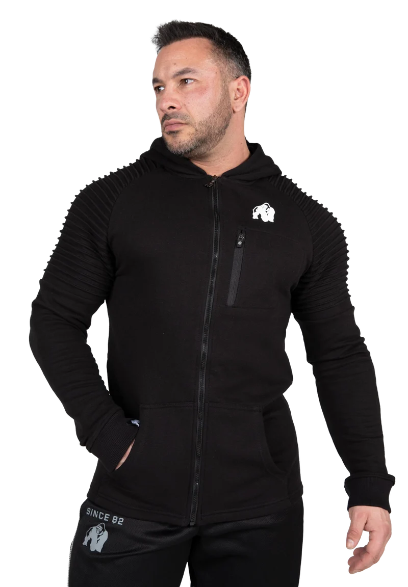 Delta Zipped Hoodie - Black