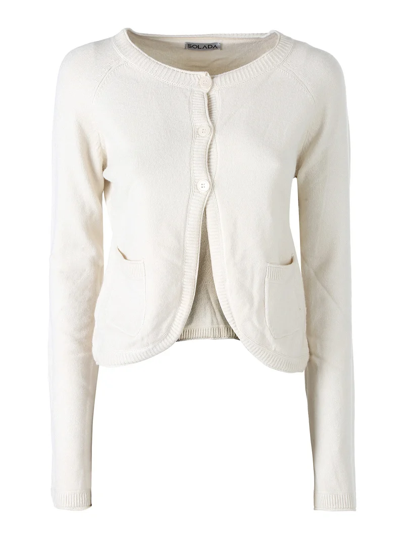 Cardigan donna in maglia con bottoni - beige