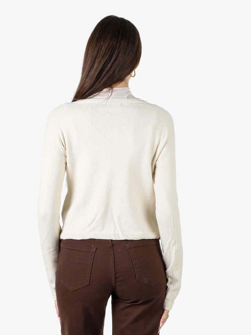 Cardigan donna in maglia con bottoni - beige