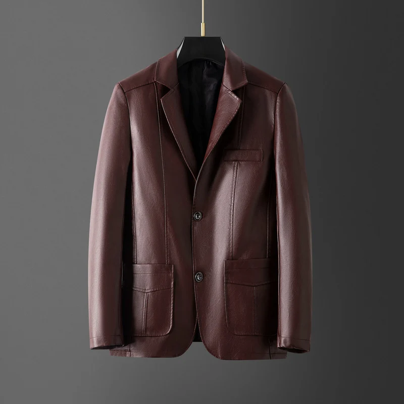Elegant Leather Men's Blazer
