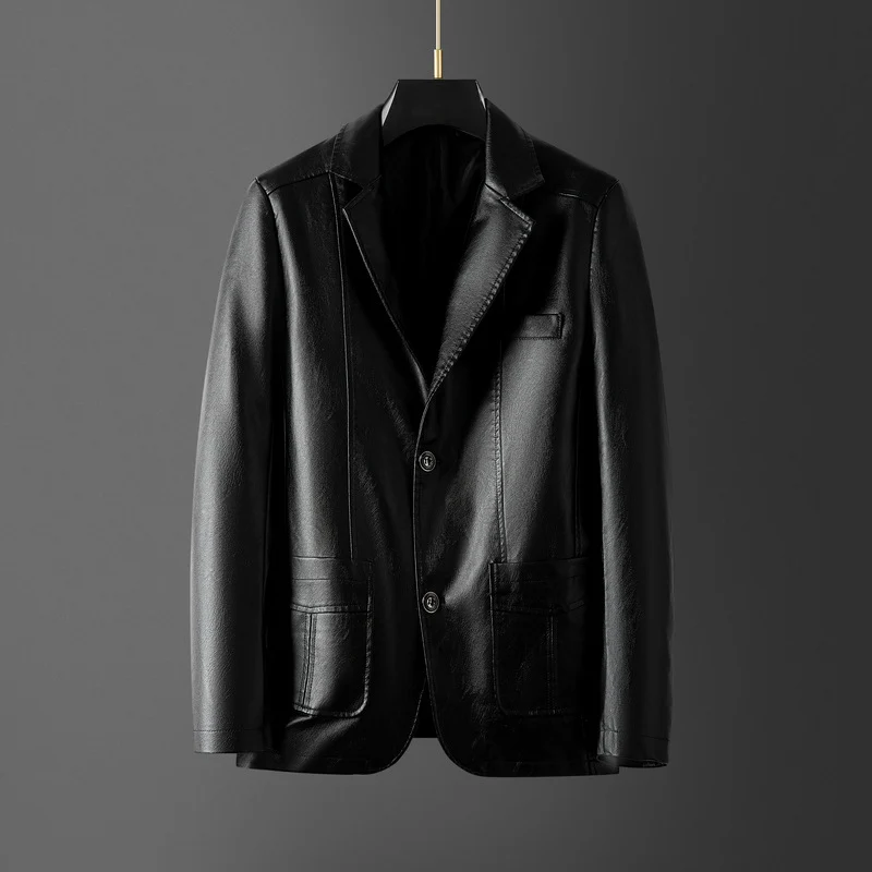 Elegant Leather Men's Blazer