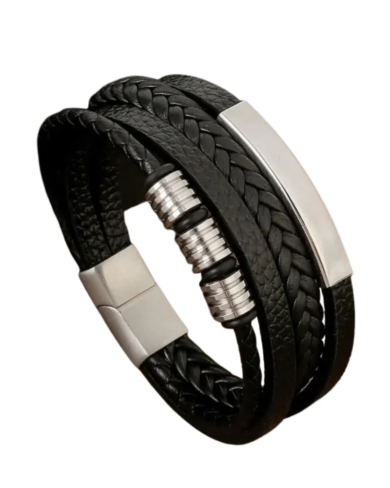 Elegant Woven Leather Men's Bracelet