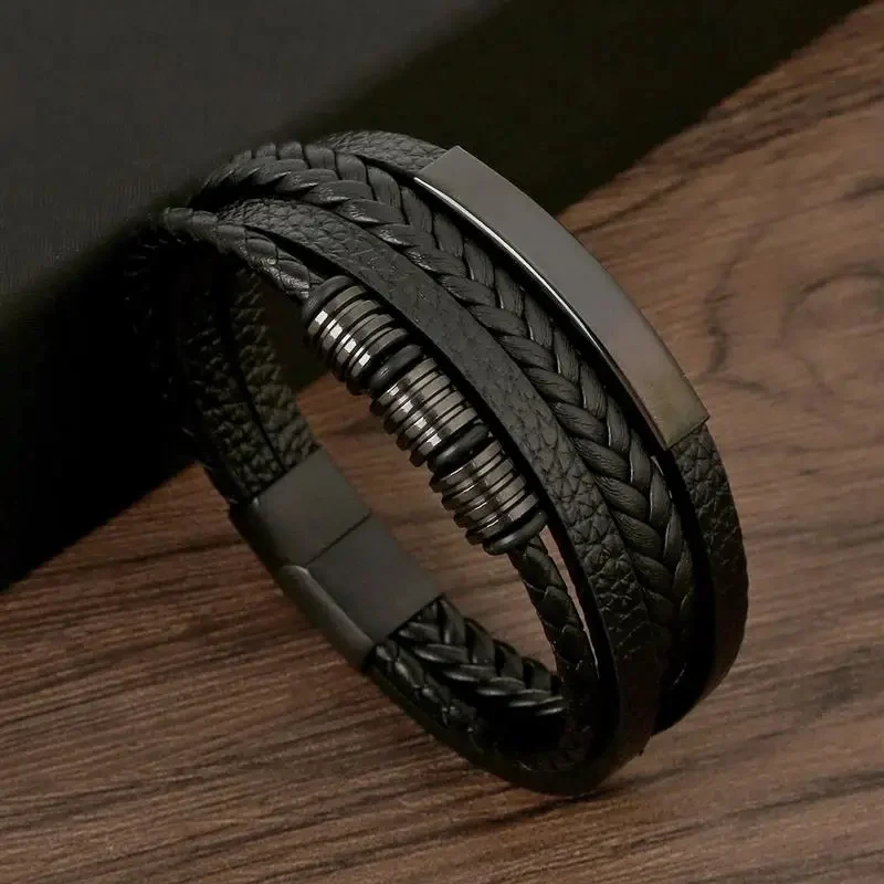 Elegant Woven Leather Men's Bracelet