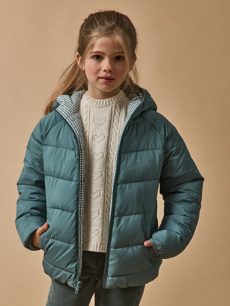 Mädchen-Steppjacke, wendbar, 2-in-1-Effekt