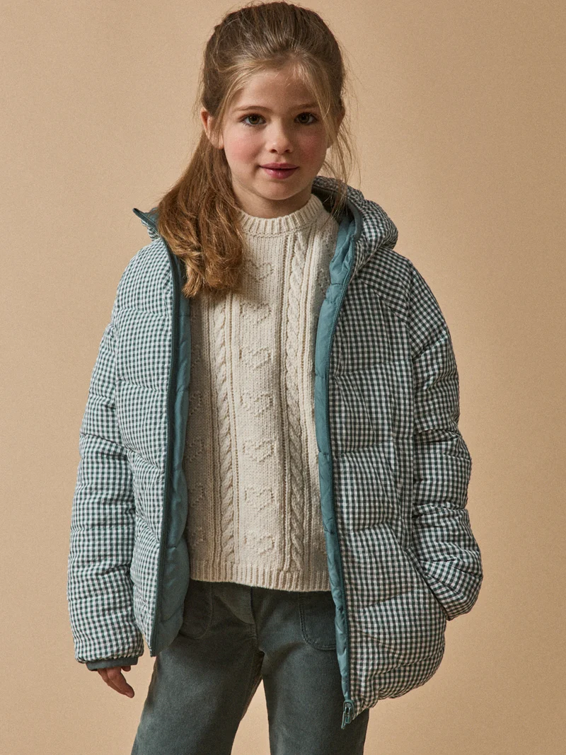 Mädchen-Steppjacke, wendbar, 2-in-1-Effekt
