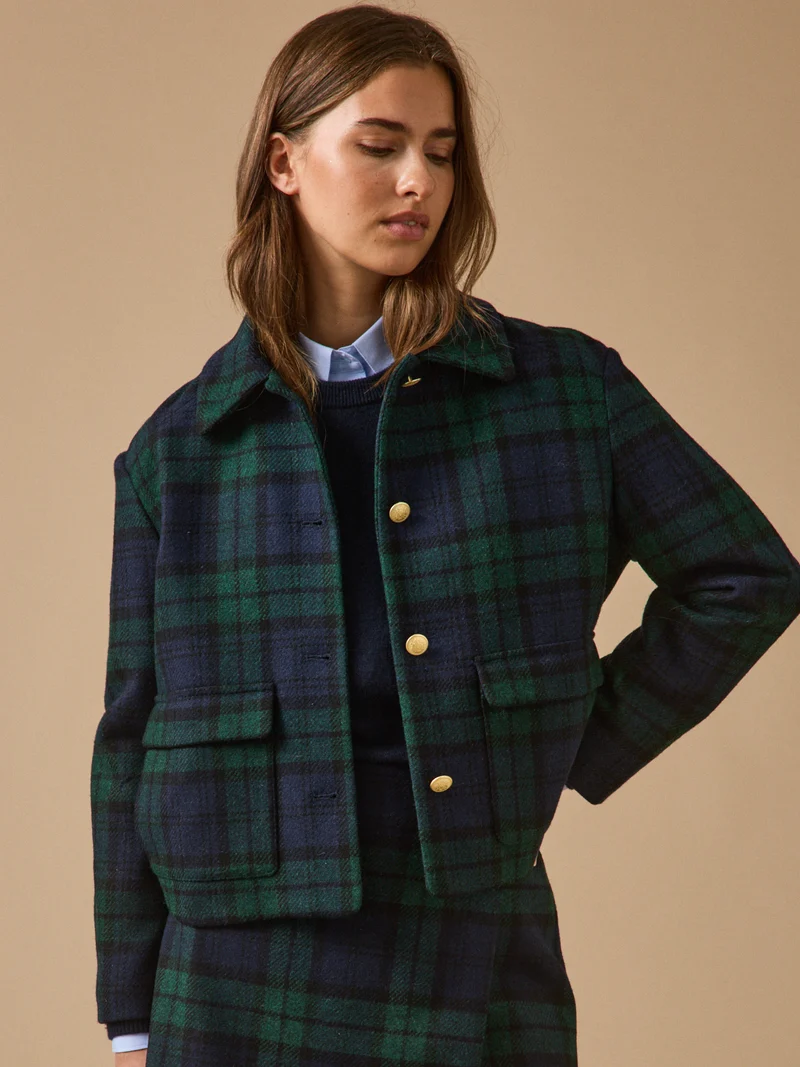 Tartan-Damenjacke aus Wolle