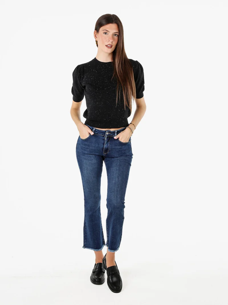 Jeans donna a zampa con finale sfrangiato - jeans