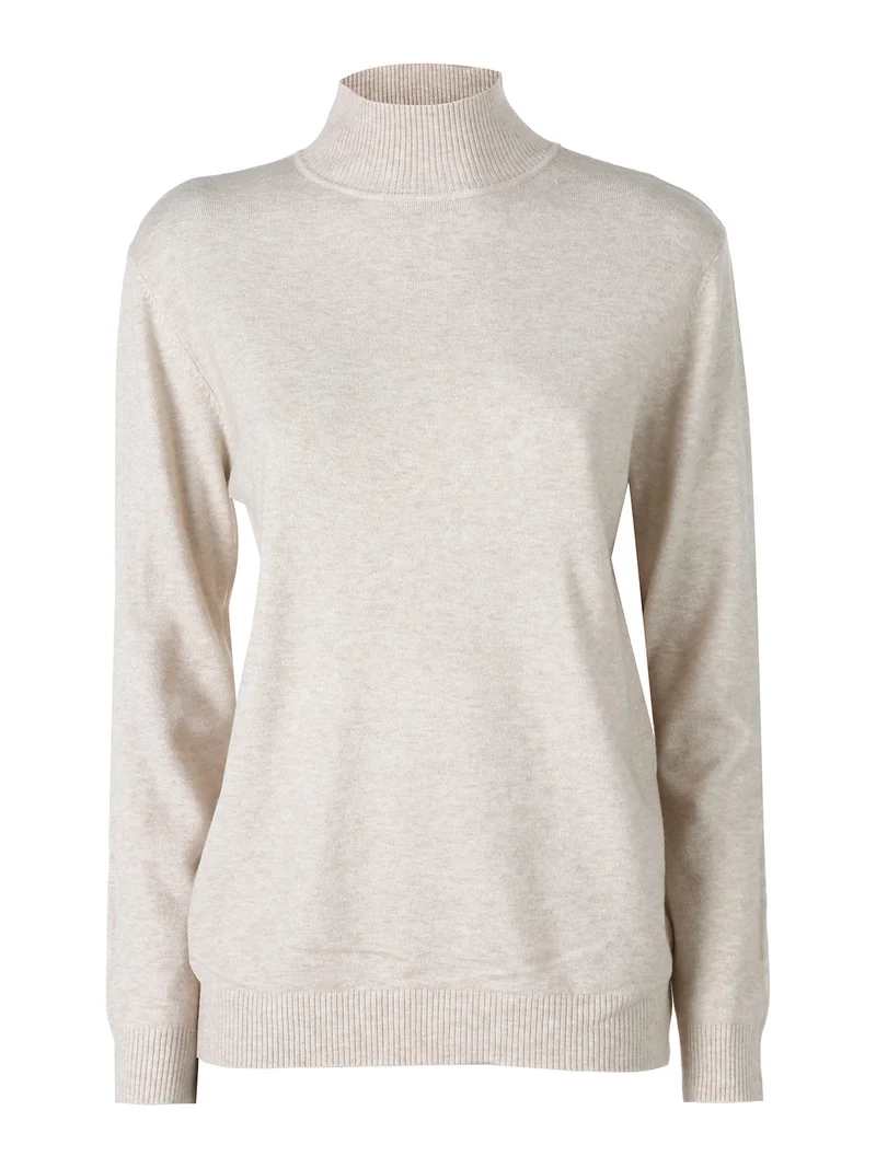 Maglia da donna con scollo a lupetto - beige