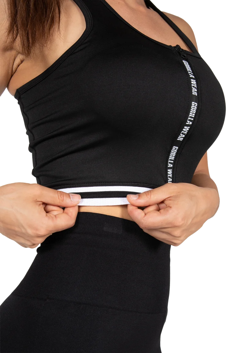Mesa Zip Front Crop Top - Black