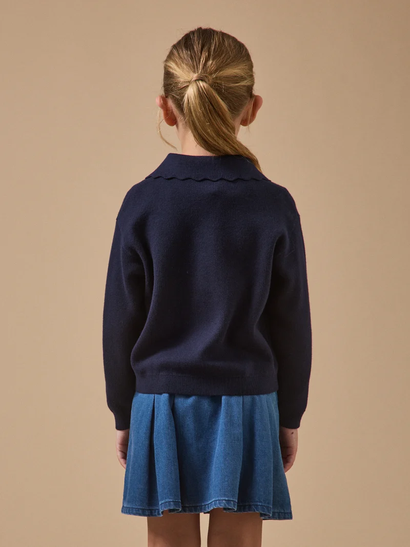Mädchen-Pullover aus Milano-Strick mit Polokragen