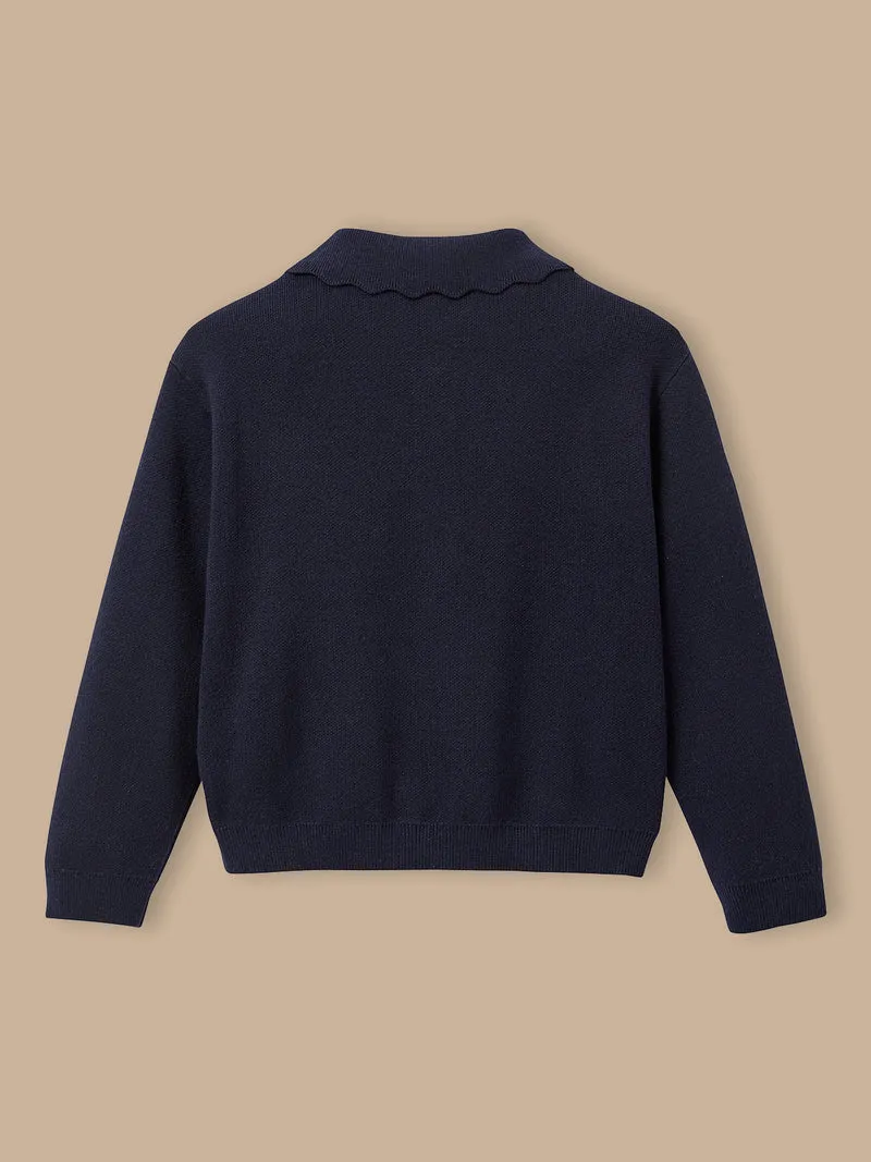 Mädchen-Pullover aus Milano-Strick mit Polokragen
