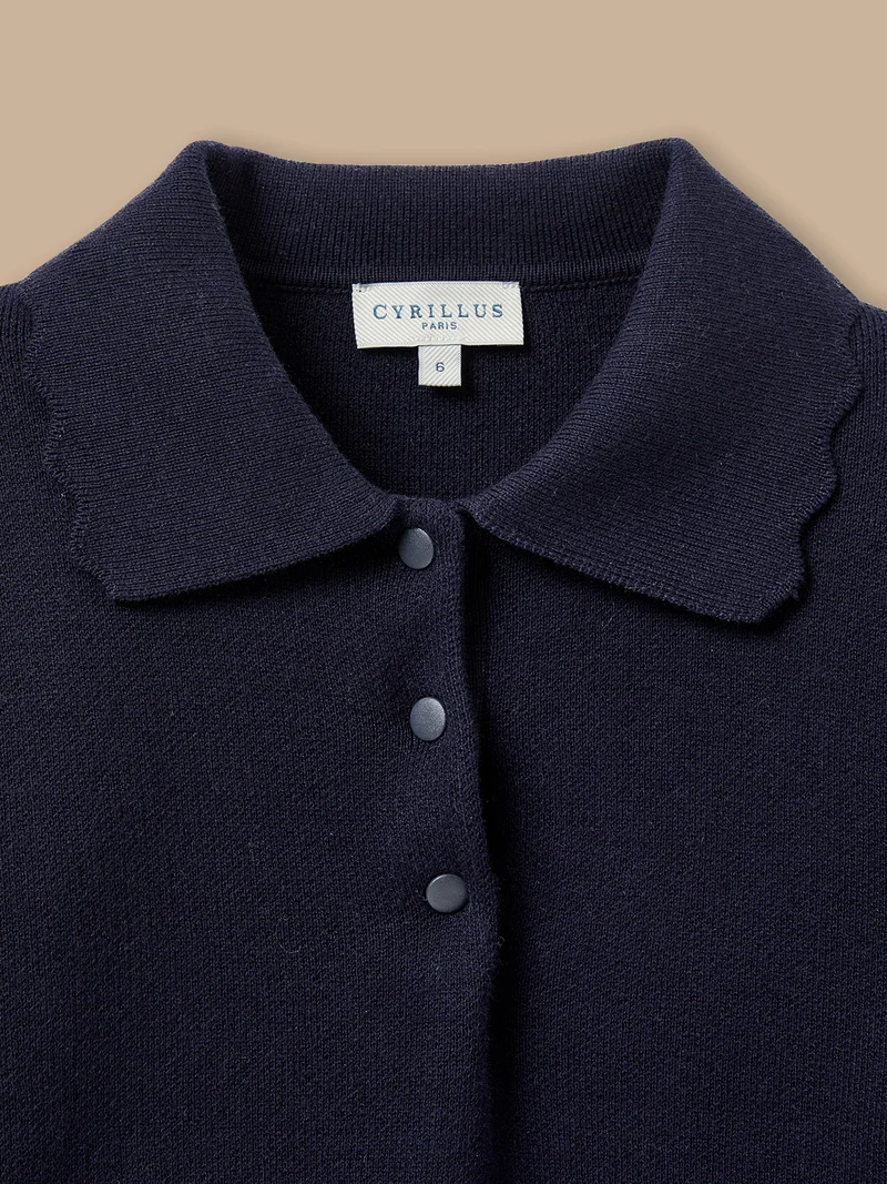 Mädchen-Pullover aus Milano-Strick mit Polokragen
