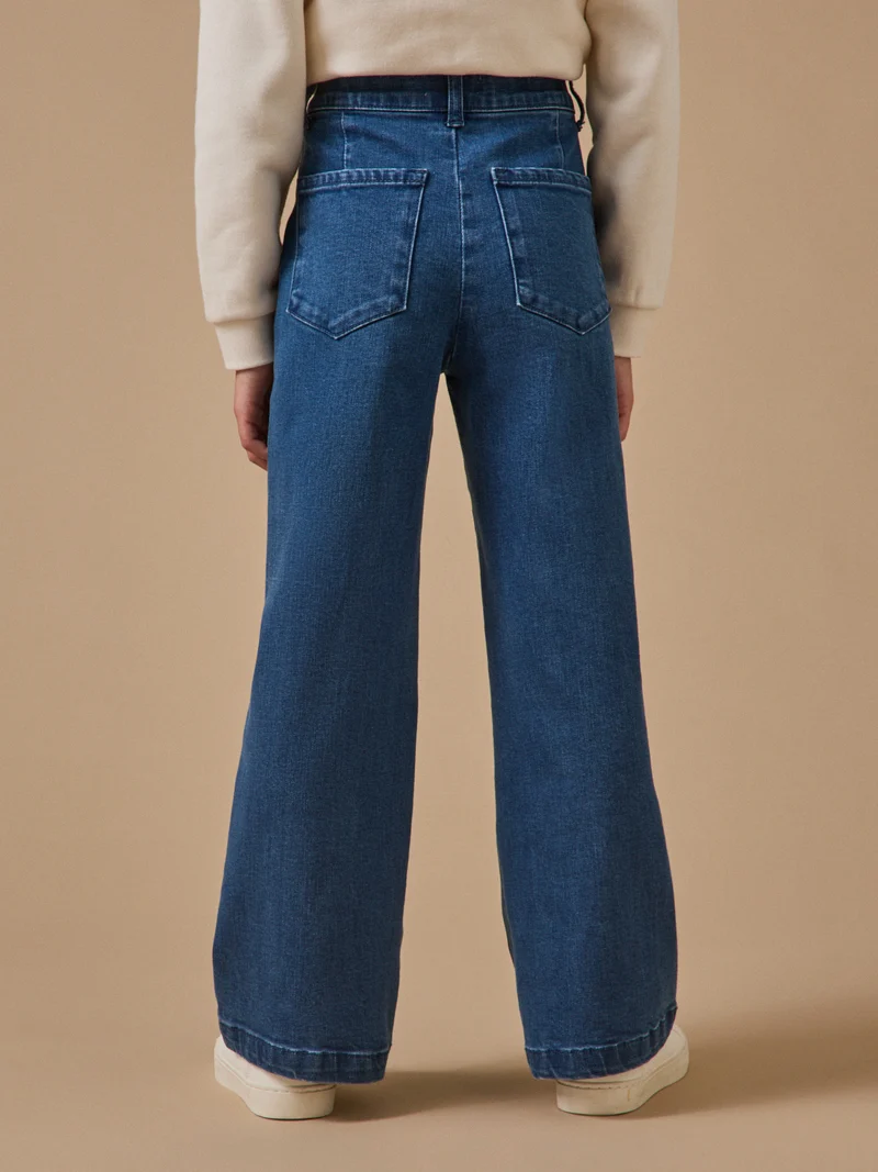 Mädchenhose aus Denim mit weitem Bein
