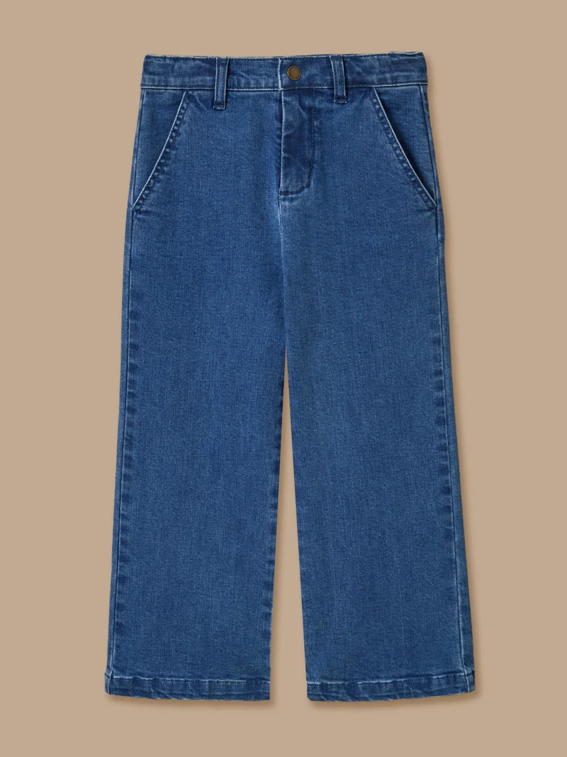 Mädchenhose aus Denim mit weitem Bein