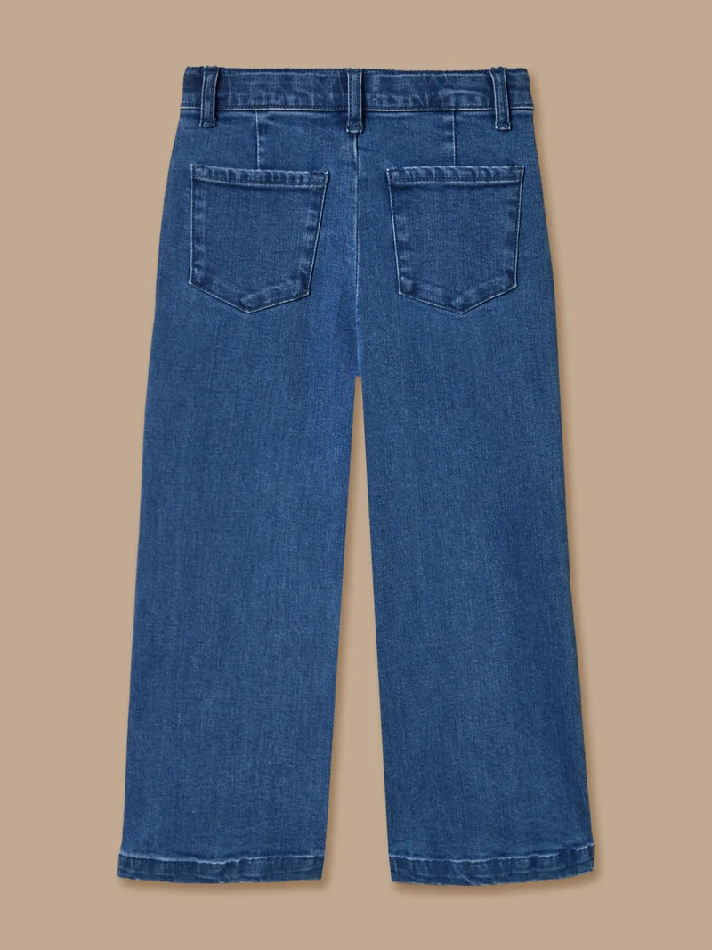 Mädchenhose aus Denim mit weitem Bein