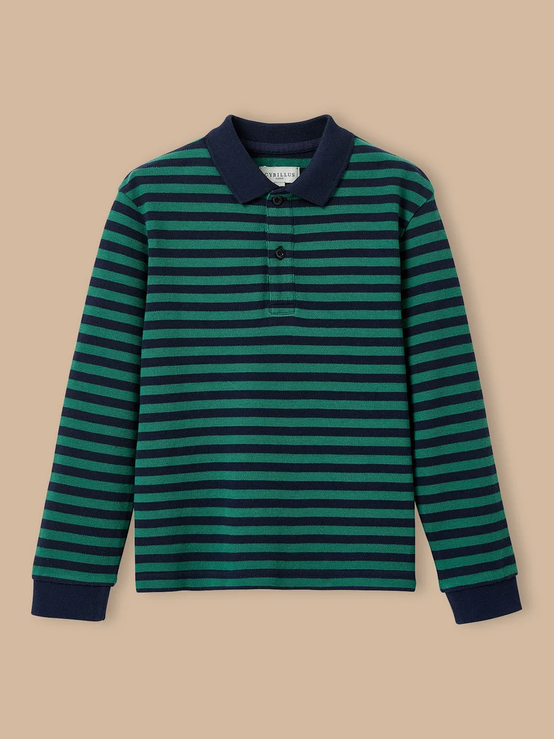 Jungen-Poloshirt aus Piqué-Strick, gestreift