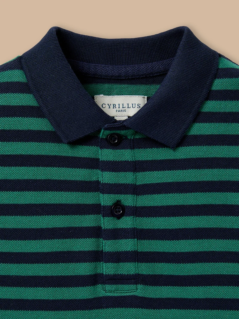 Jungen-Poloshirt aus Piqué-Strick, gestreift