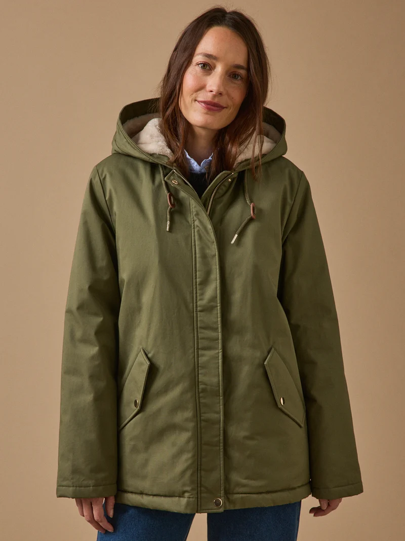 Kurzer Damen-Parka mit Futter aus Webpelz