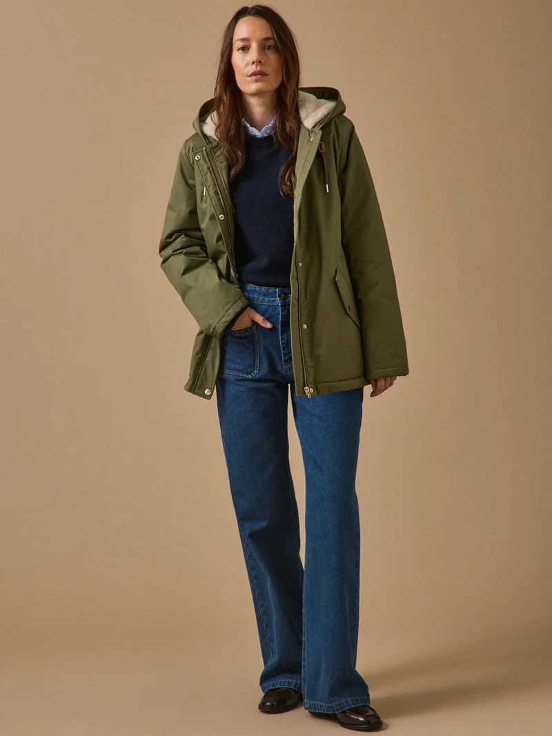 Kurzer Damen-Parka mit Futter aus Webpelz