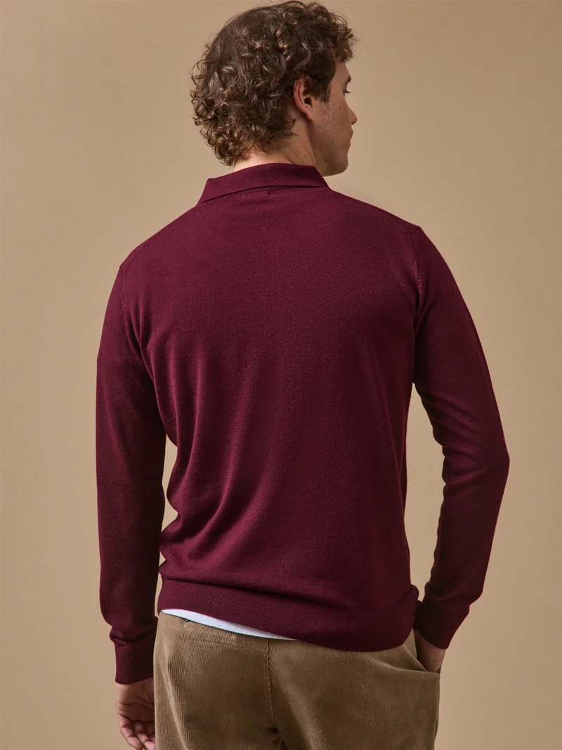 Feinmaschiger Herrenpullover mit Polokragen aus Merinowolle