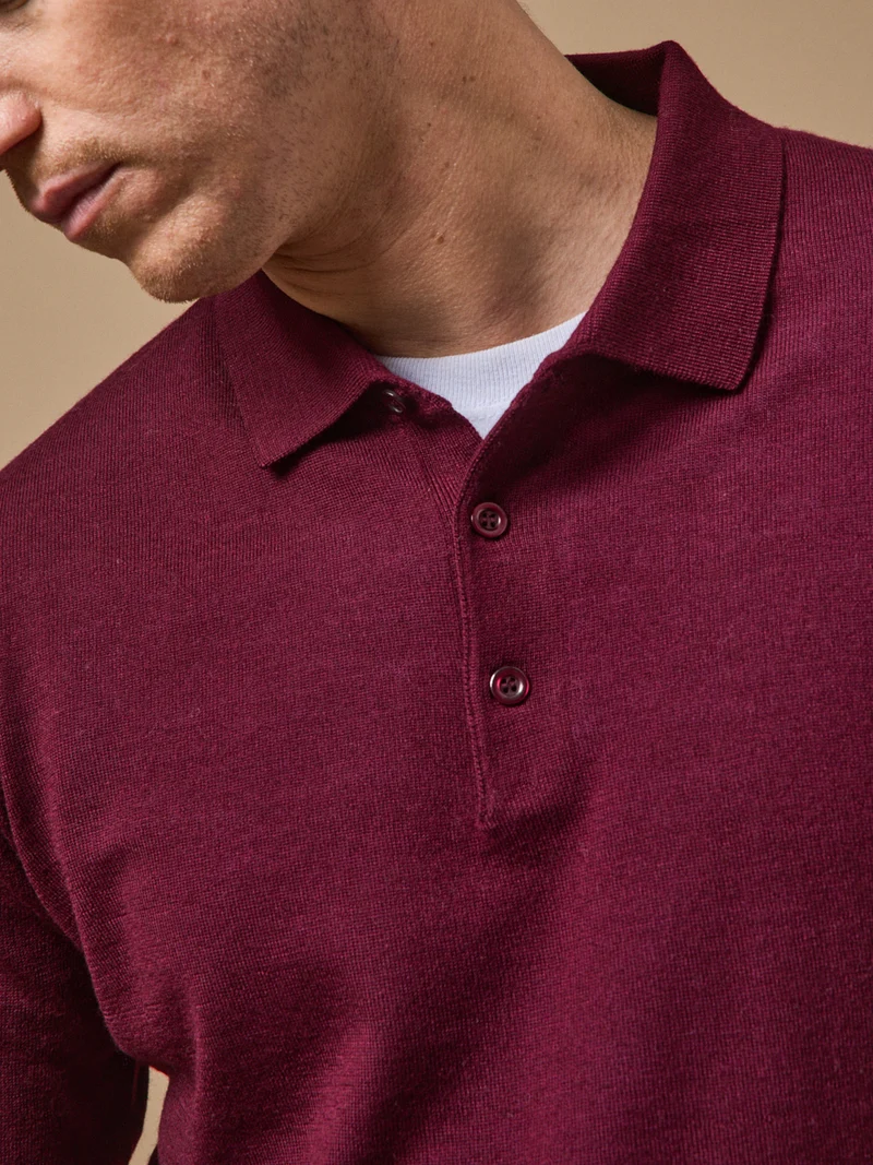 Feinmaschiger Herrenpullover mit Polokragen aus Merinowolle