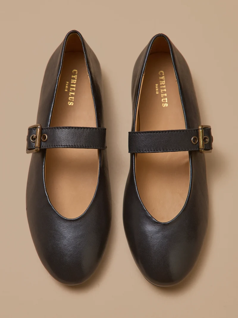 Damen-Ballerinas aus Leder mit Riemchen