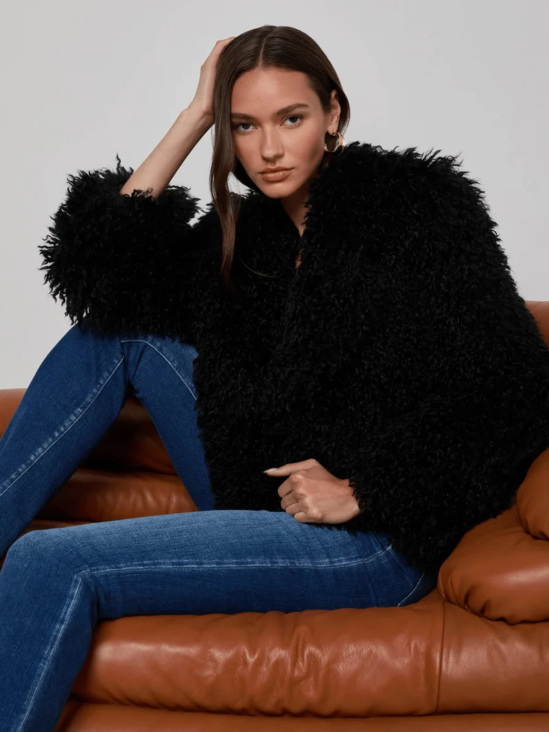 Aura Cropped Faux Fur Jacke