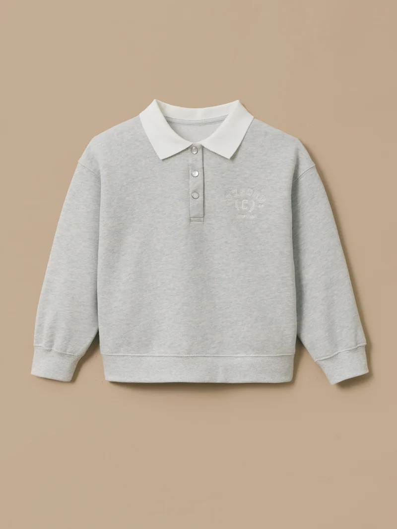 Mädchen-Sweatshirt im Polo-Stil mit Stickerei
