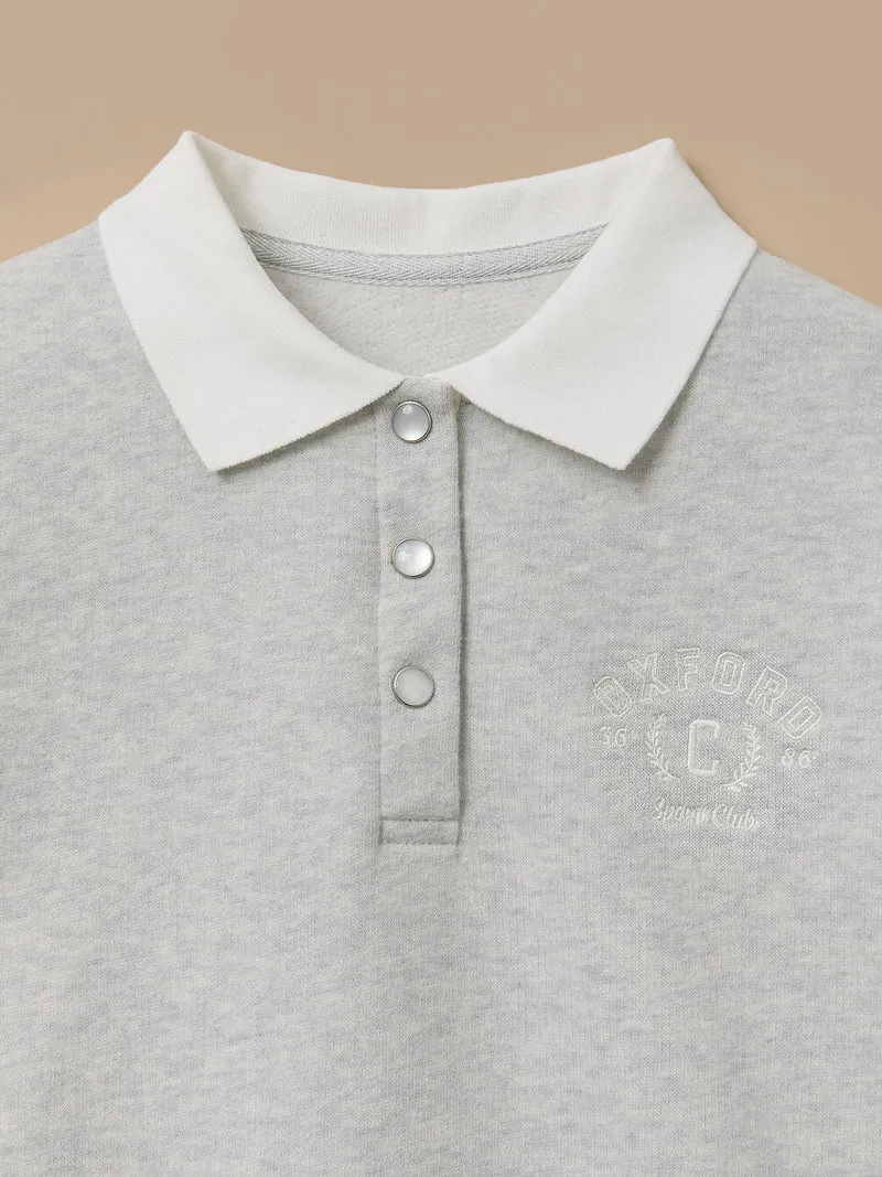 Mädchen-Sweatshirt im Polo-Stil mit Stickerei