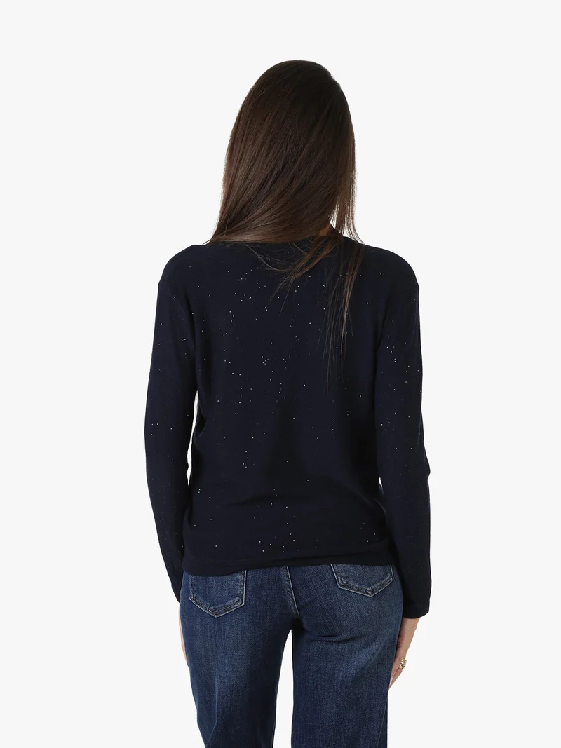 Maglia da donna con mini paillettes - blu scuro