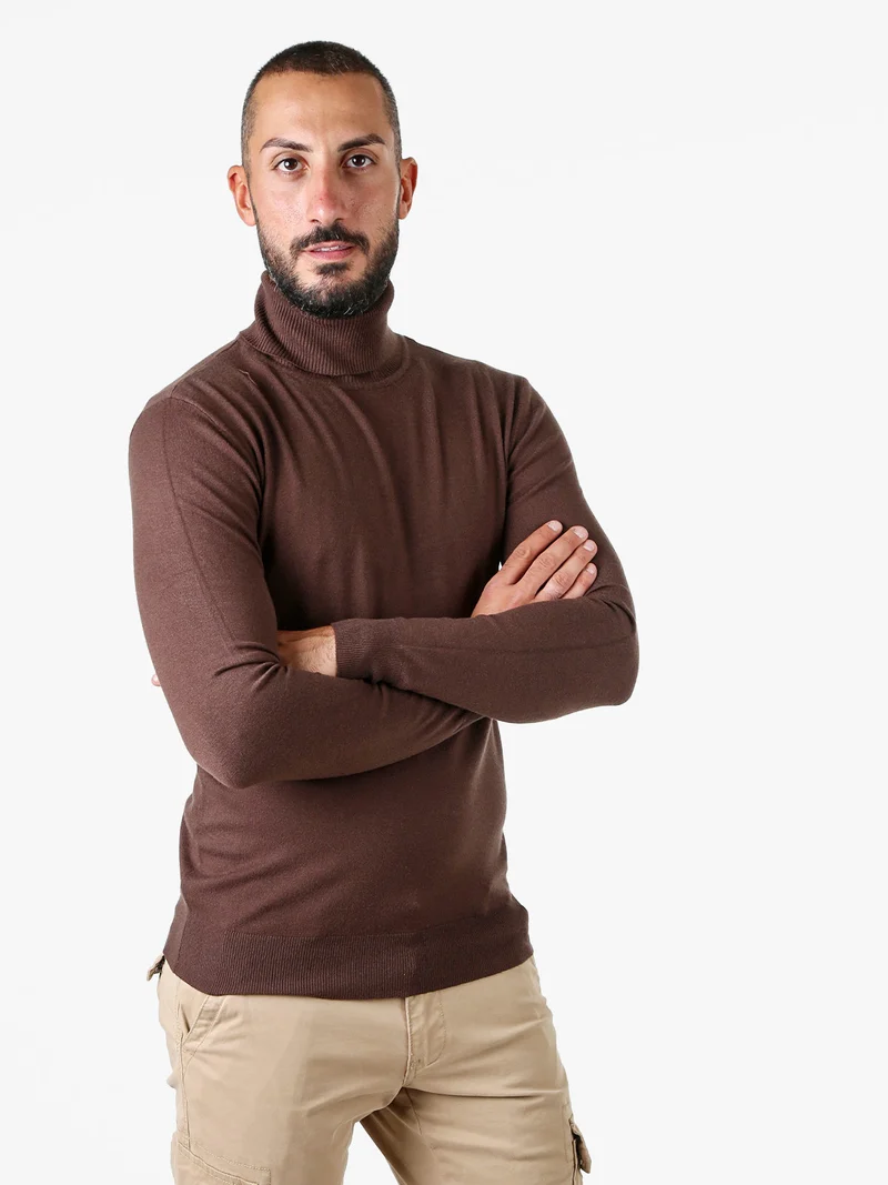 Maglia dolcevita da uomo - moro