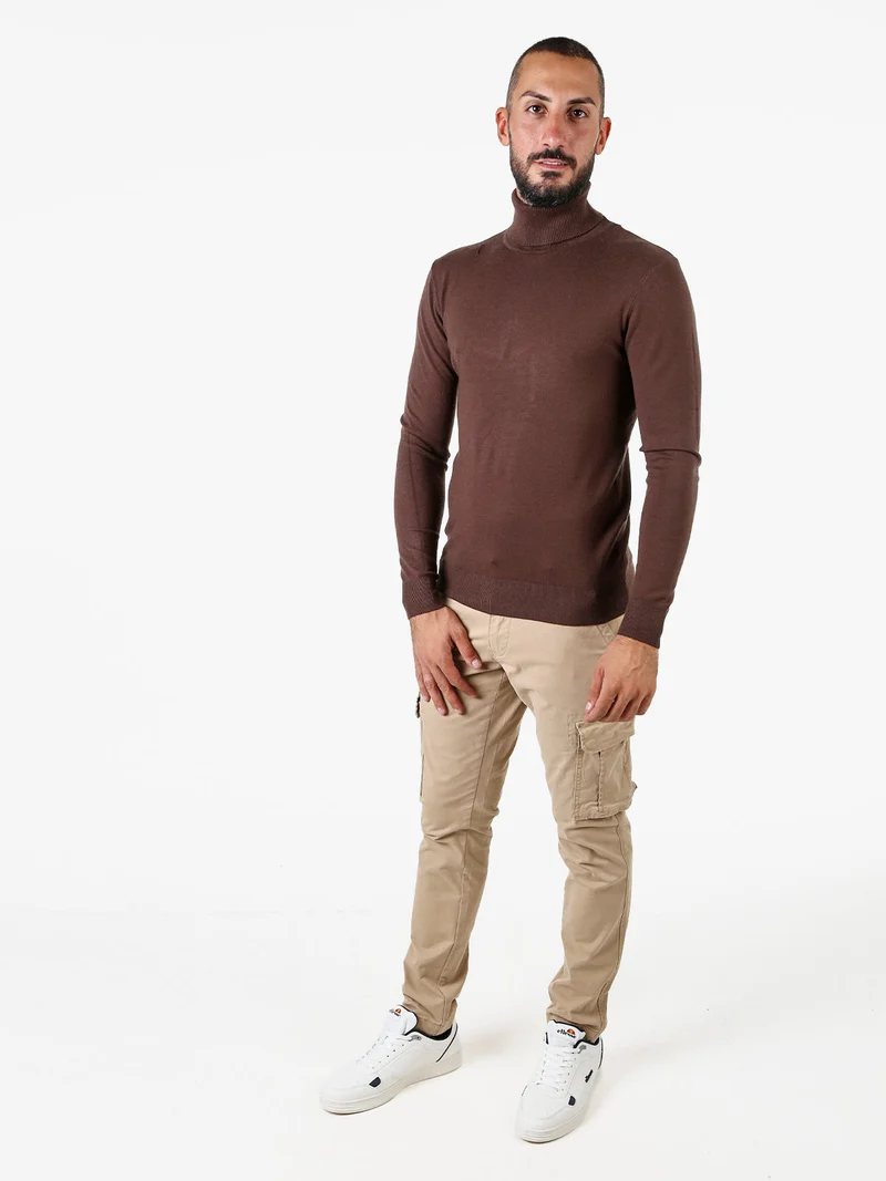 Maglia dolcevita da uomo - moro