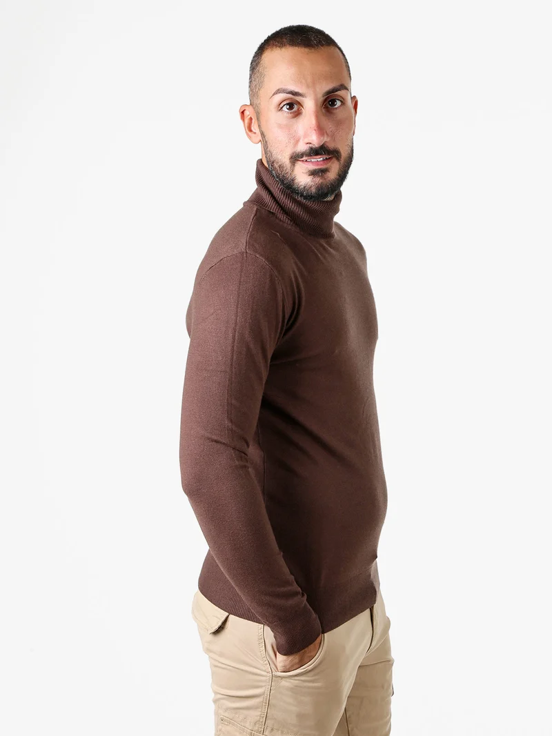 Maglia dolcevita da uomo - moro