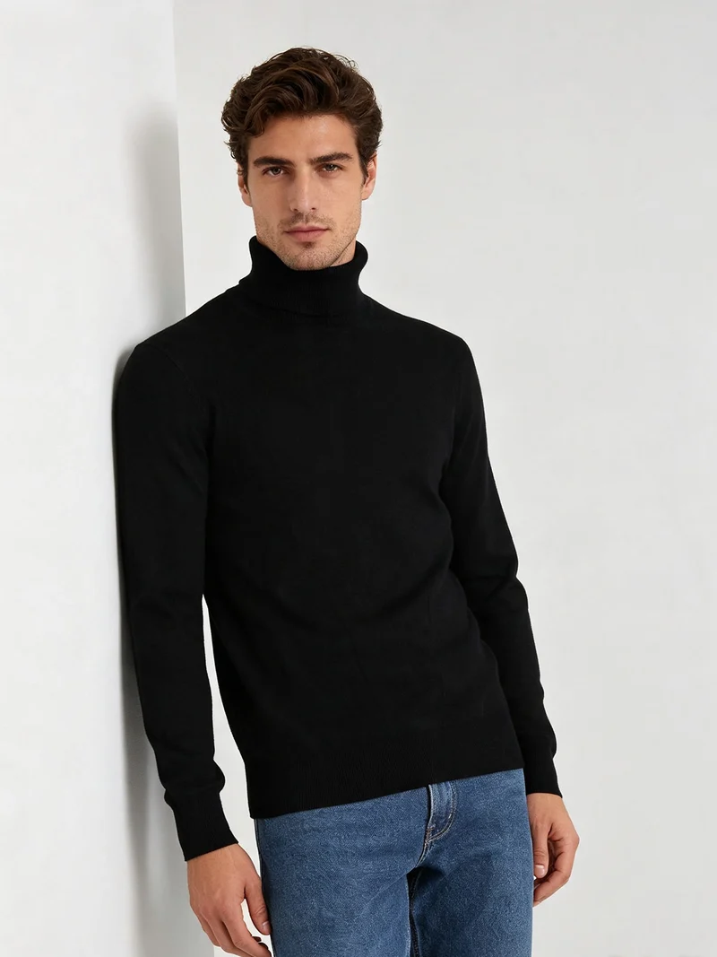 Maglia dolcevita da uomo - nero