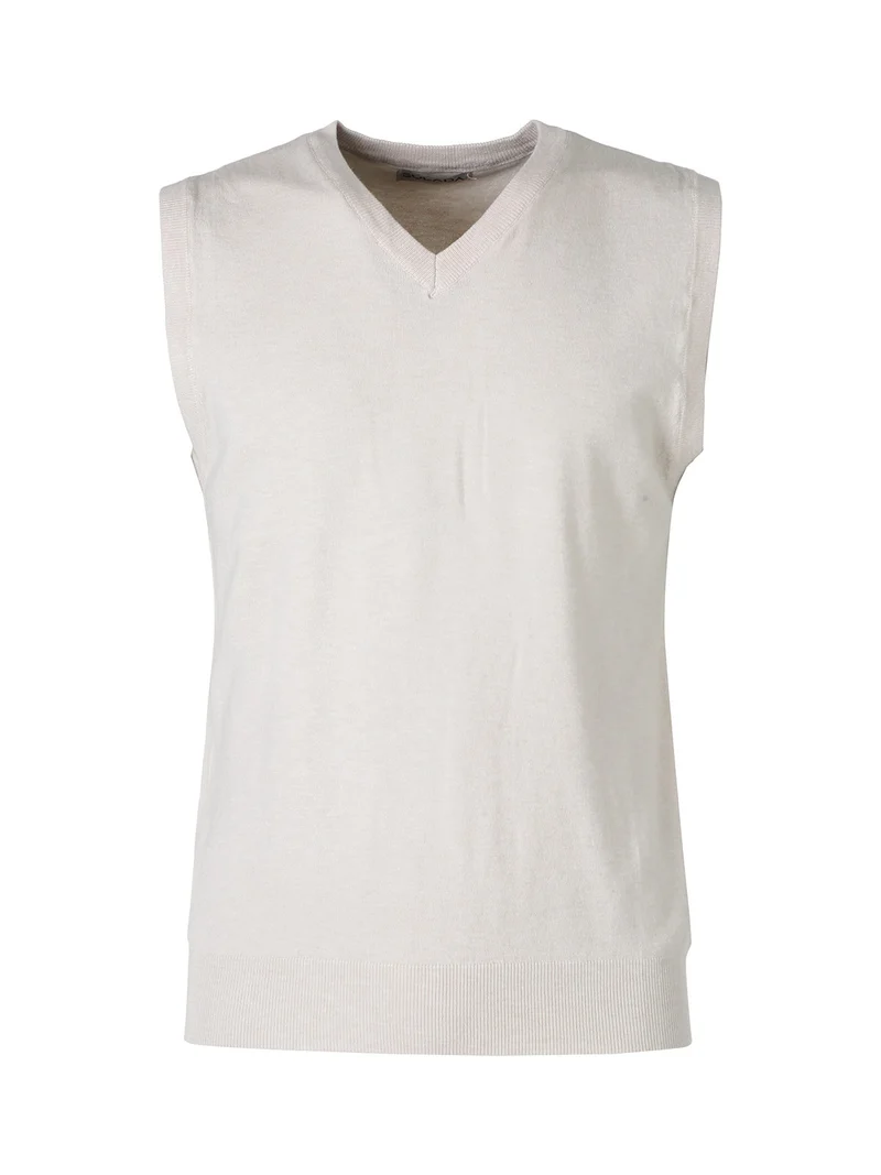 Gilet da uomo in maglia con scollo a V - panna
